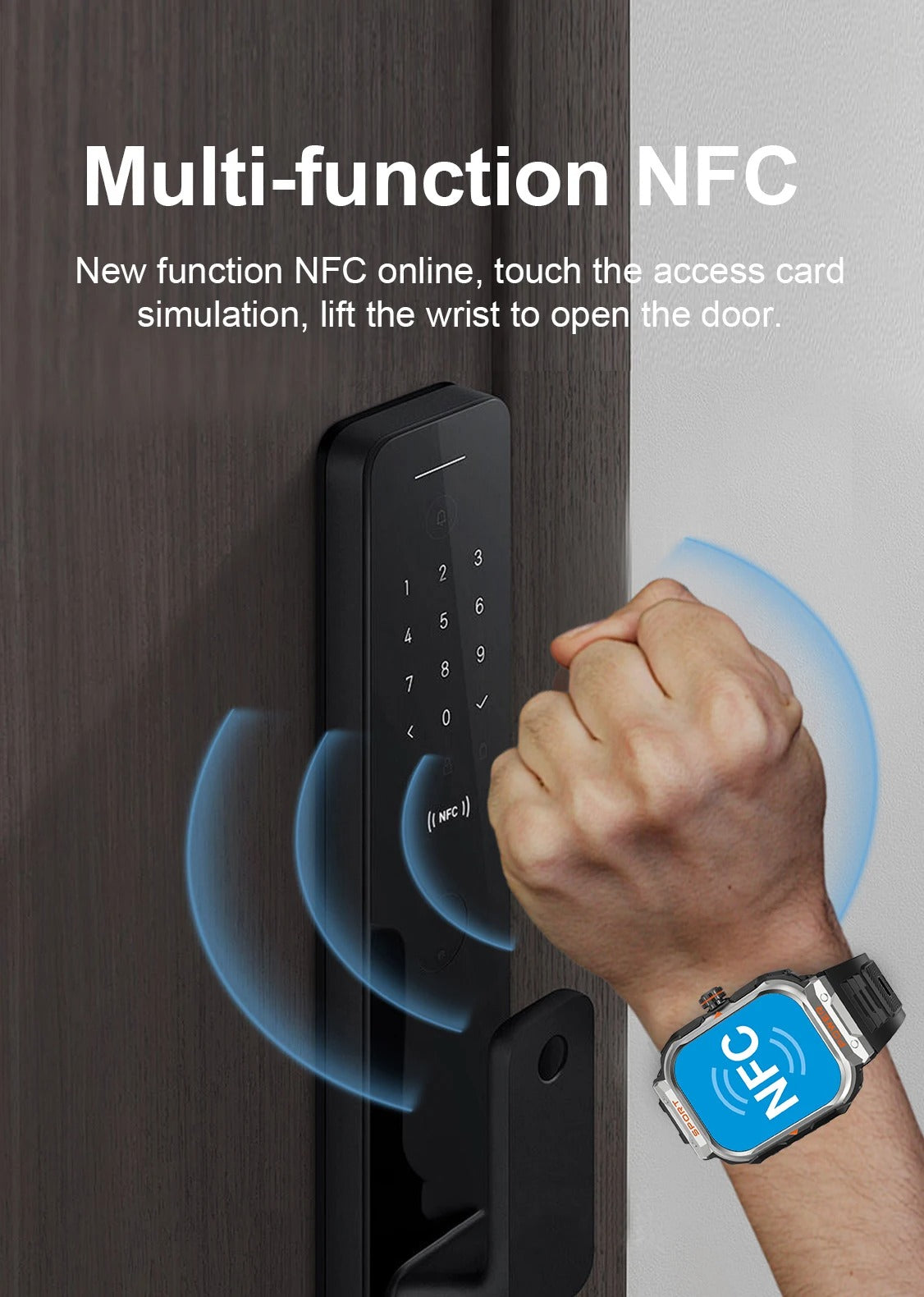 Smartklokke med 2.01” stor skjerm, NFC og Bluetooth-samtaler – for aktive menn
